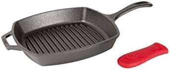 Lodge Pre-Seasoned Cast Iron Square Grill Pan, 10.5 Inches by Lodge