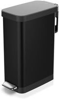 Glad Slim Trash Can with Clorox Odor Protection - Narrow Kitchen Garbage Bin with Soft Close Lid, Step On Foot Pedal and Waste Bag Roll Holder, Black, 12 Gallon/45 Liter by GladTrashFoodStorage
