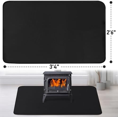 Fireproof Fireplace Rug for Home Protection, 3'4'' x 2'6'' x 0.04'', Black - Image 2