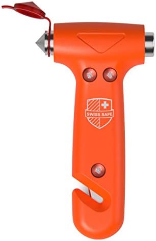 Swiss Safe Car Safety Hammer Window Breaker Tool with Seatbelt Cutter by SwissSafe