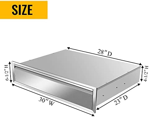Outdoor Kitchen Drawers 30" W x 6.5" H x 23" D Inch Stainless Steel Flush Mount BBQ Single Drawers for Outdoor Kitchen Island, or Patio Grill Station - Image 2