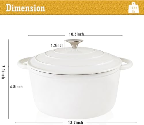 5 QT Enameled Cast Iron Dutch Oven with Lid for Stews and Roasts - Image 3