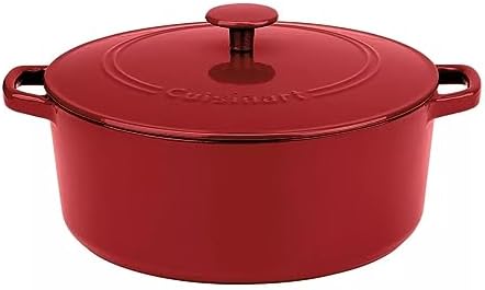 Cuisinart Chef's Classic Enameled Cast Iron Dutch Oven with Lid, Porcelain Enameled Interior, Oven Safe, Induction Compatible, 7-Quart, Round, Venice Red by Cuisinart