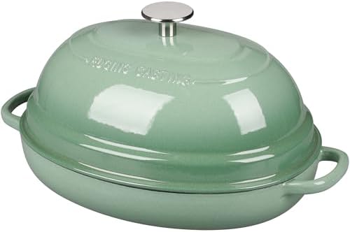 EDGING CASTING Enameled Oval Cast Iron Dutch Oven Pot with Lid, Bread Dutch Oven for Sourdough Bread Baking, Dutch Oven Bread, Bread Oven, 6QT, Sage Green - Image 4