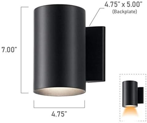 Kichler Cylinders 7" Outdoor Wall Sconce in a Black, 1-Light Exterior Wall Light, Cylinder Fixture, (7" H x 5" W), 9234BK (Pack of 2) - Image 4