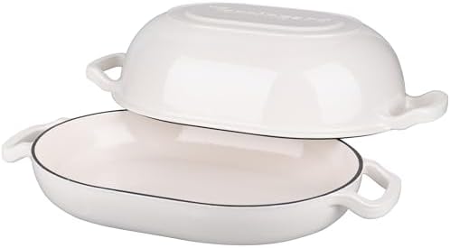 VORRINGARD Enameled Cast Iron Sourdough Bread Oven, Dutch Oven, Loaf Cast Iron Bread Pan for Homemade Bread Baking, Meatloaf Pan with Lid, 7QT, White - Image 5