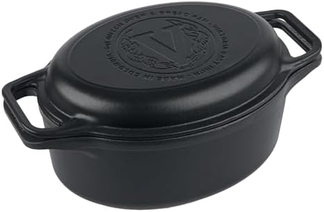 Victoria 6-Quart Cast Iron Oval Dutch Oven, Combination Combo Cooker Pot and Skillet, Bread Baker, Made in Colombia, 2-Piece Set by VictoriaCastIron