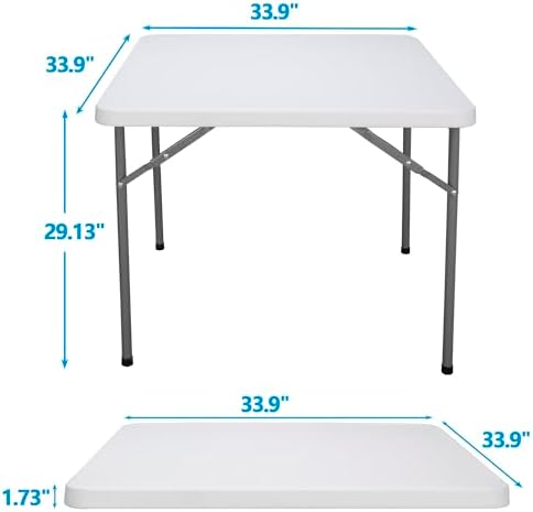 SUPER DEAL 33 Inch Folding Card Table, Indoor Outdoor Portable Plastic Kitchen or Camping Picnic Party Wedding Event Table, White - Image 2