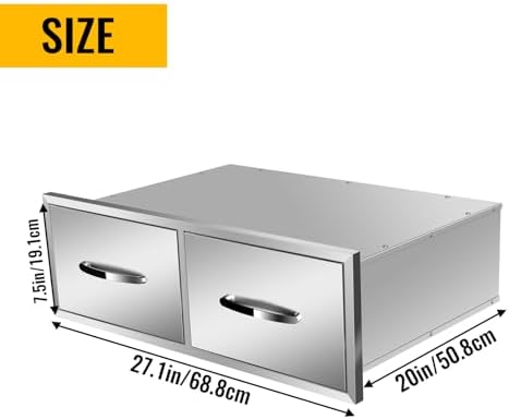 Outdoor Kitchen Drawers, Box Frame Style Flush Mount BBQ Drawer w/Stainless Steel Handle, BBQ Island Drawers For Patio Grill Station,Double Drawers - Image 2