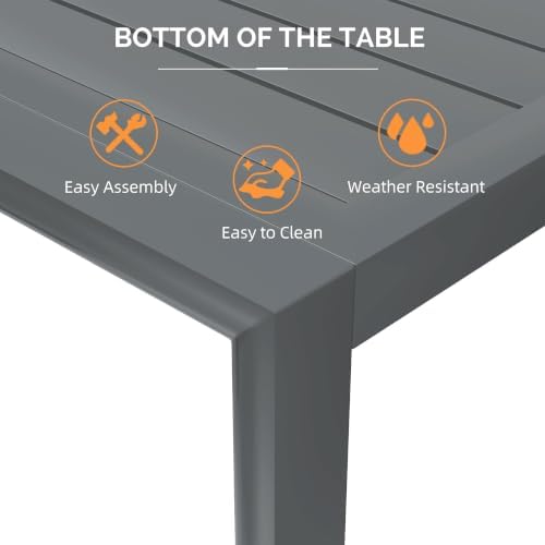 PURPLE LEAF Patio Dining Table for 10, All Aluminum Frame Height Adjustable - Image 6