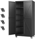 Letaya Metal Garage Storage Cabinet with Wheels,75" Black Tool Steel Locker by LetayaMetalCabinets