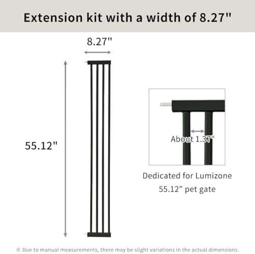 Lumizone Extra Tall Cat Gate Extension Kit 55.12" High 8.27" Wide Black - Image 3