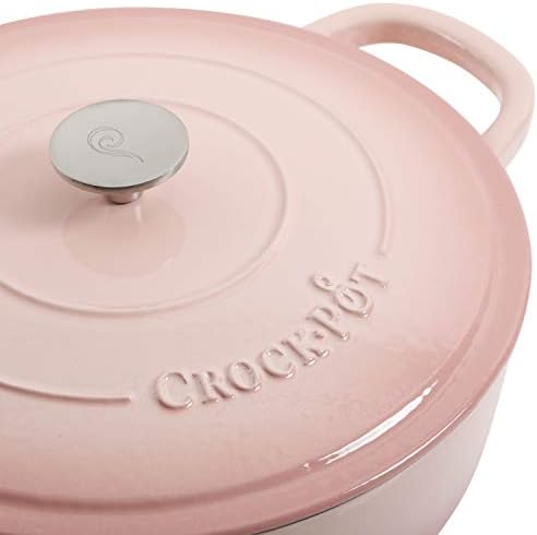 Crock-Pot Artisan 5-Quart Blush Pink Enameled Cast Iron Braiser with Lid – Durable Slow Cooker and Oven Safe Cookware - Image 3