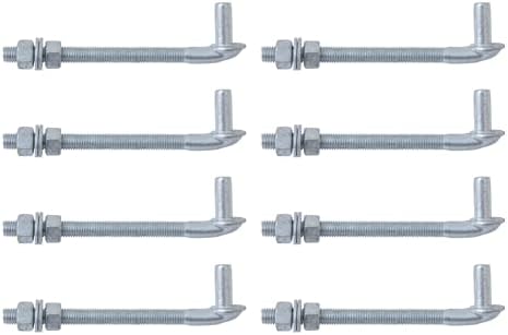VIVIDA 8 Inch J Bolt Gate Hinge 8-Pack, 5/8" Gate Bolt Post Hinge by VIVIDA