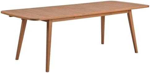 Extendable Outdoor Dining Table, Weather-Resistant Wood Patio Dining Table for 6-8 Person, 67.5"-89.5" Expandable Table with Self-Storing Leaf for Host/Backyard/Porch/Dining Room, Natural by DAYARUS