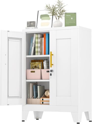 GAIOUS 36" Metal Office File Cabinet, White Locked Garage Storage Cabinets by GAIOUS