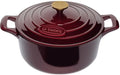 La Cuisine Enameled Cast Iron Dutch Oven Casserole Pot with Golden handle for Lid, Internal Matte Black Enamel Coating, 5 QT 10.5" / 26cm Ø, Oven-Safe 550°F/276°C, Cranberry by LaCuisineforlife