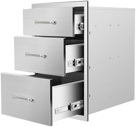 Outdoor Kitchen Drawers 18''Wx 24''H x 23''D Triple BBQ Drawers Stainless Steel Built-in Drawer for Outdoor Kitchen Island, Patio Grill Station by SGOLAN