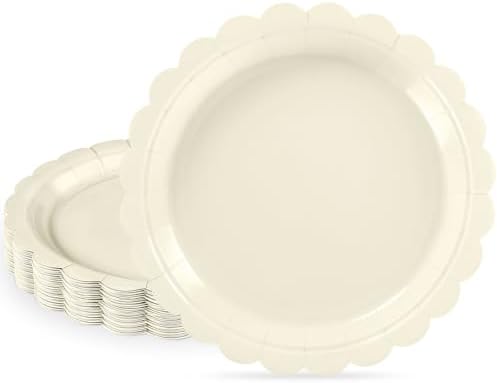 NatNarr 30 Pcs Ivory Paper Plates, 7" Cream Dessert Cake Appetizer Plates by NatNarr