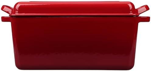 EDGING CASTING Enameled Cast Iron Dutch Oven, Oblong Bread Oven for Sourdough Bread Baking, Baking Pan, Dual Handles, Oven Safe, 4 Quart, Red - Image 7