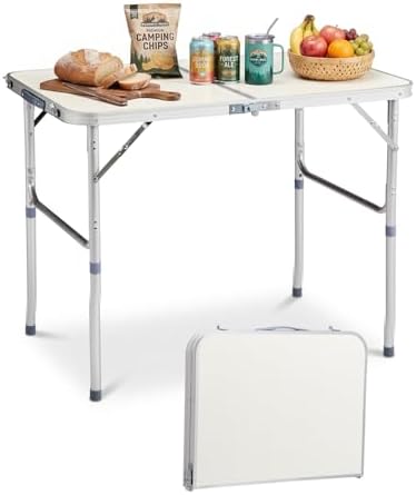 Outvita 3ft Portable Folding Camping Table Lightweight Suitcase White by Outvita