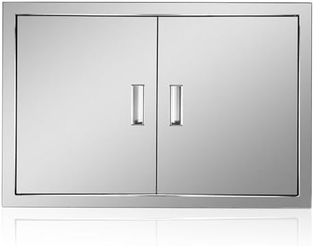 Outdoor Kitchen Door 30.5'' W x 21'' H Double BBQ Access Door Stainless Steel Flush Mount Doors Wall Vertical Doors with Handle Suitable for Grilling Station BBQ Island Outside Cabinet by Fsehyue