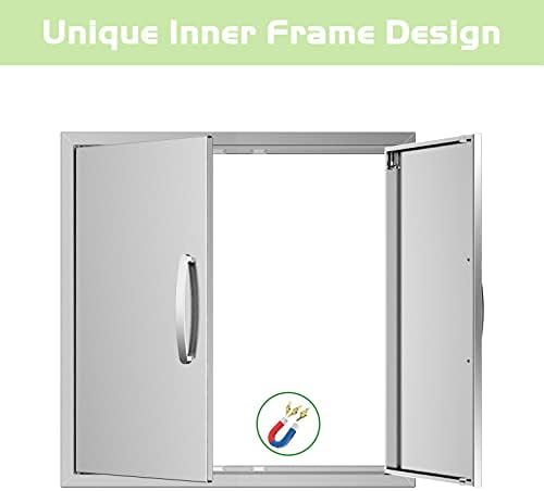 Outdoor Kitchen Doors 26W x 24H Inch, Double BBQ Access Doors 304 Stainless Steel for Outdoor Kitchen Cabinet Grill Station or BBQ Island - Image 4