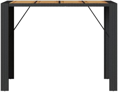 Garden Bar Table Black Acacia Wood Top Powder Coated Steel Frame Outdoor Dining Seating for Four UV Resistant Durable Modern Design - Image 5