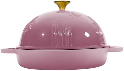 Flavehc Bread Oven Cast Iron Bread Dutch Oven with Cloche Lid for Bread Baking BerryPink Enameled Cast Iron Bread Oven with Dome Lid for Sourdough 5 qt - Image 3