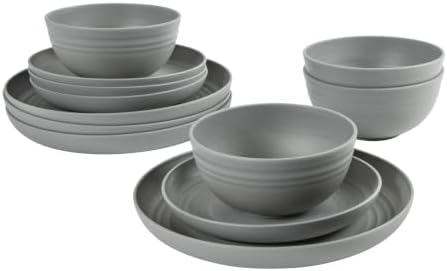 Gibson Home Plates and Bowls Set, 12 Piece Wheat Straw Dinnerware for 4 - Image 7