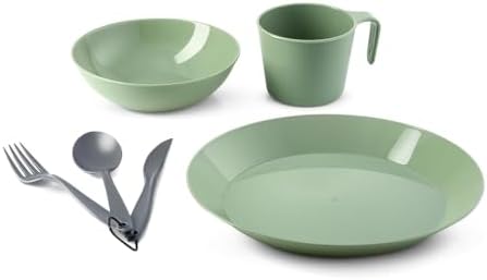 GSI Outdoors Cascadian Table Set I 6-Piece Camping, Backpacking Mess Kit, Plastic BPA Free, Plate, Bowl, Mug, Cup & Cutlery Set by GSIOutdoors