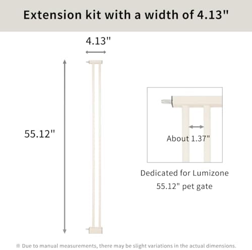 Lumizone 55.12" Extra Tall Pet Gate Extension Kit 4.13" Wide Cream - Image 2