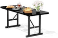 6FT Metal Picnic Tables for Outdoors, Commercial Rectangular Picnic Table for Outside, Park, Campfield, Patio, Garden, Yard, Thermoplastic Coating, Surface Mounted, Black by Sunnibety
