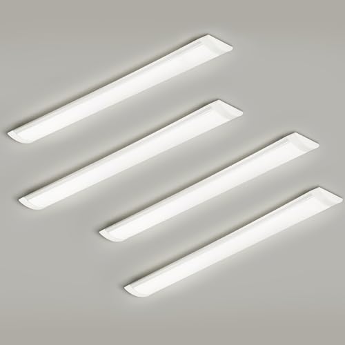 4 Packs 3FT LED Batten Light with 50cm Cable, Ultra-Thin Ceiling Surface Mounted Light, 30W, Day Light 4000K, IP20, LED Ceiling Light Fixture for Garage, Shop, Hallway, Office, Market by colmeguna