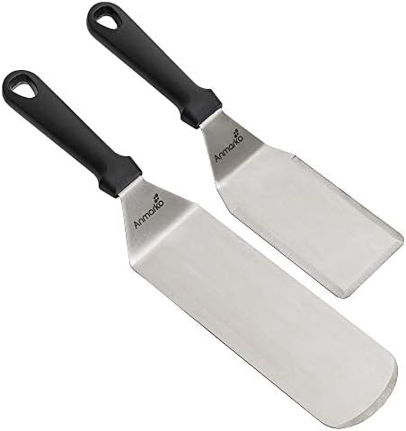 Spatula Turner Stainless Steel - Metal Spatula Set - Hibachi Spatula Great as BBQ Grill Accessories for Grill and Flat Top Griddle by Anmarko