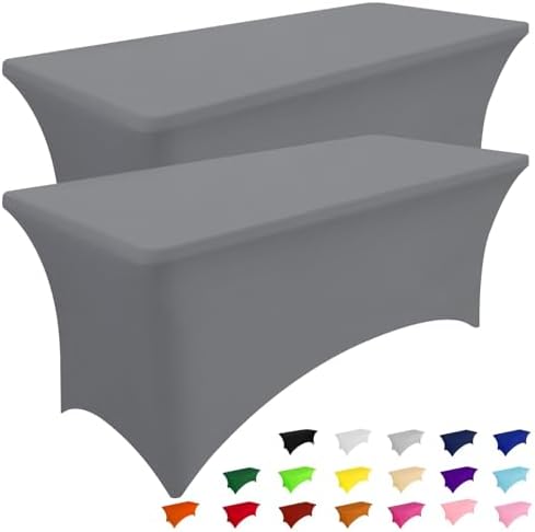 Smiry 2 Pack Spandex Table Cloth 4FT, Elastic Fitted Grey Tablecloth by Smiry