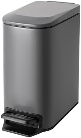 Cesun Small Bathroom Trash Can with Lid, 1.6 Gal, Soft Close, Gray by Cesun