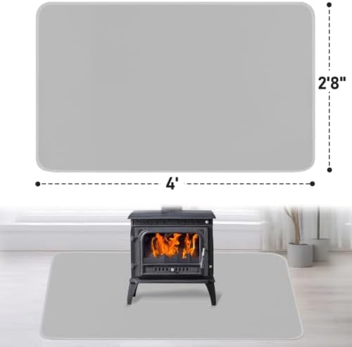 Fireproof Fireplace Rug for Home Protection, 4' x 2'8'' x 0.04'', Grey - Image 2