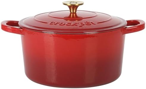 Crock Pot Artisan 6-Quart Round European Enameled Cast Iron Dutch Oven Pot With Lid -Gradient Red by Crock-PotBrand