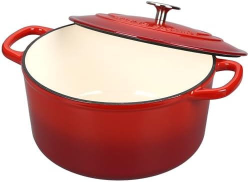 EDGING CASTING Enameled Cast Iron Dutch Oven with Sourdough Bread Baking Kit, Bread Dutch Oven with Lid, Includes Proofing Basket & Baking Tools, 5qt, Red - Image 7
