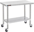 DuraSteel 30x48 NSF Stainless Steel Cart - Heavy Duty Food Prep Table with Undershelf - Rolling Kitchen Island on Wheels for Commercial Restaurant Kitchen, Garage, Outdoor Cooking, BBQ Grill, Counter by DuraSteel