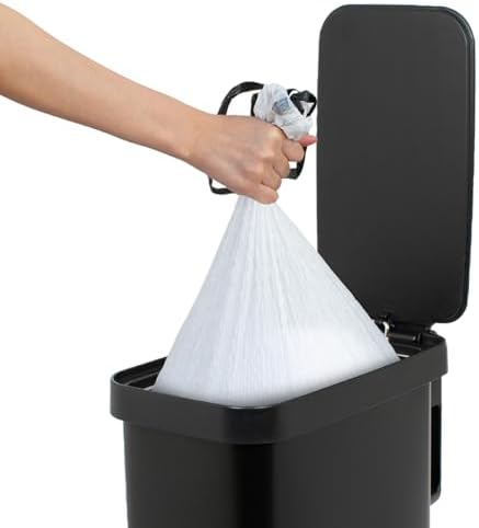 Glad Slim Trash Can with Clorox Odor Protection - Narrow Kitchen Garbage Bin with Soft Close Lid, Step On Foot Pedal and Waste Bag Roll Holder, Black, 12 Gallon/45 Liter - Image 7