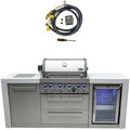 Mont Alpi MAi400-DFC-NG 4-Burner 78000 BTU Deluxe Stainless Steel Modular Outdoor Kitchen Island Grill with MANGK Natural Gas Conversion Kit + Fridge Cabinet, Granite Countertops & 2 Infrared Burners by MontAlpi