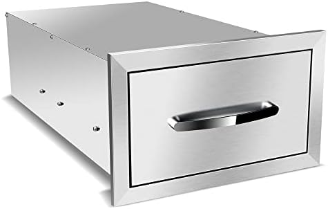 Outdoor Kitchen Drawers Stainless Steel, BBQ Drawer Inserts for Built-in Patio Grill Station, 14''W x 8.5''H x 23''D by MIGODA