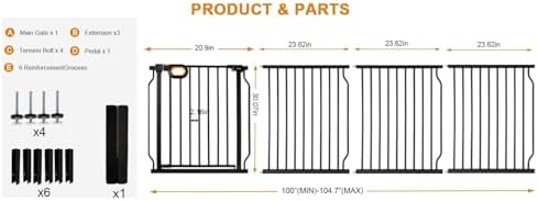 100-105 Inch Extra Wide Baby Gate for Stairs Doorways - Image 5