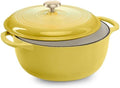 Best Choice Products 6 Quart Enamel Cast-Iron Round Dutch Oven, Family Style Heavy-Duty Pre-Seasoned Cookware for Home, Kitchen, Dining Room, Oven Safe w/Lid, Dual Handles - Lemon Meringue by BestChoiceProducts