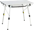 Portal Outdoor Folding Portable Picnic Camping Table with Adjustable Height Aluminum Roll Up Table Top Mesh Layer, Silver by PORTAL