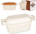 Oval Enameled Cast Iron Dutch Oven with Lid - 3.6QT Sourdough Bread Pans for Baking by COWORM