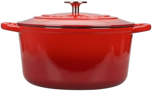 EDGING CASTING Enameled Cast Iron Dutch Oven with Sourdough Bread Baking Kit, Bread Dutch Oven with Lid, Includes Proofing Basket & Baking Tools, 5qt, Red - Image 4