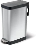 Glad Slim Trash Can with Clorox Odor Protection - Narrow Kitchen Garbage Bin with Soft Close Lid, Step On Foot Pedal and Waste Bag Roll Holder, Stainless Steel, 12 Gallon/45 Liter by GladTrashFoodStorage